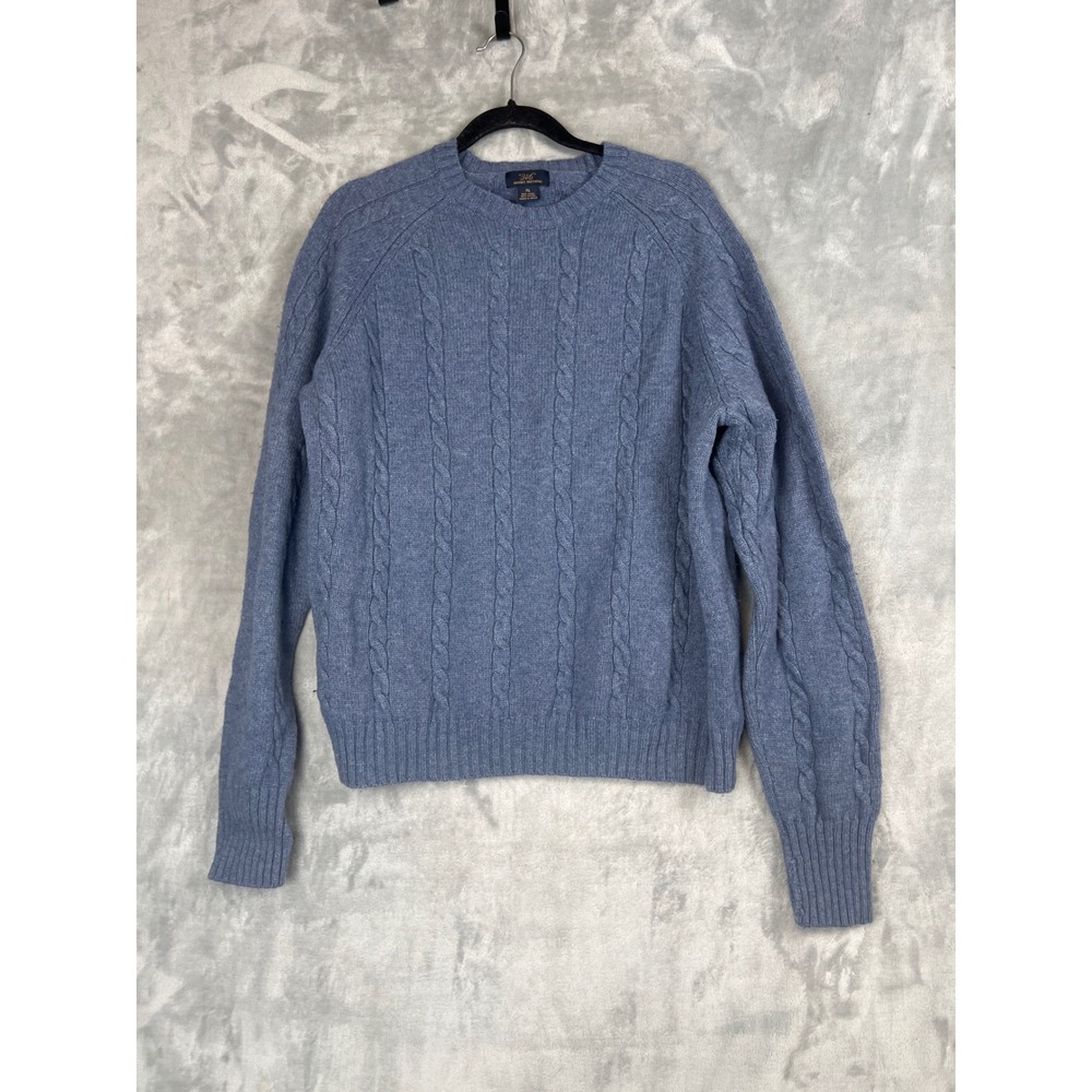 Brooks Brothers 346 Mens Cable Knit Sweater Blue Wool Nylon Blend Size XL - Picture 2 of 10